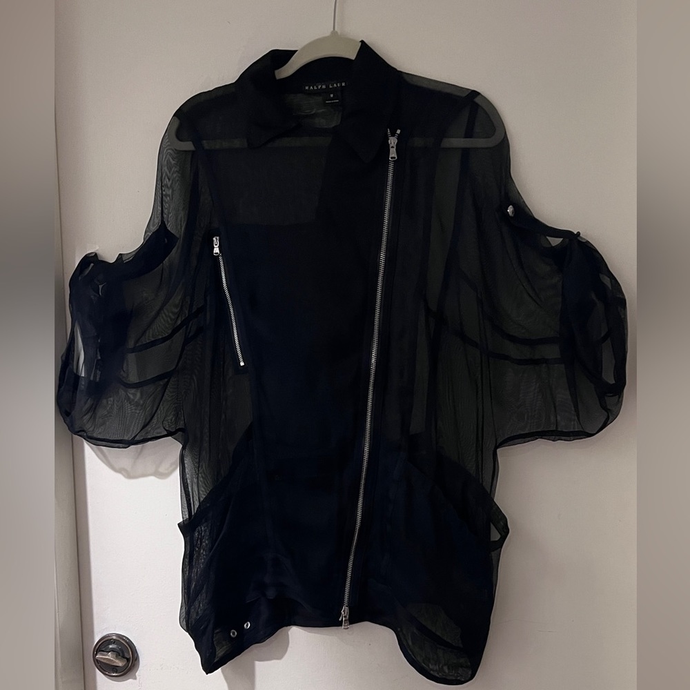 Ralph Lauren black sheer oversized shirt